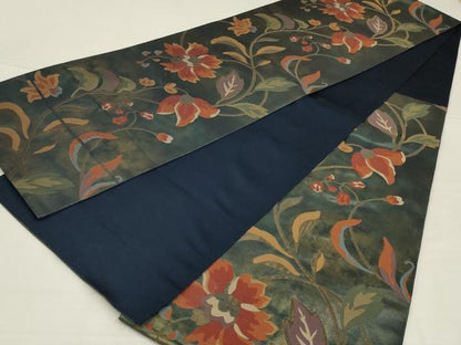 平和屋着物◎六通柄袋帯　更紗花文　金糸　引箔　正絹　逸品　AABL5013ou