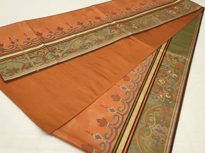 平和屋着物◎六通柄袋帯　花唐草文　正絹　逸品　AABL5017ou