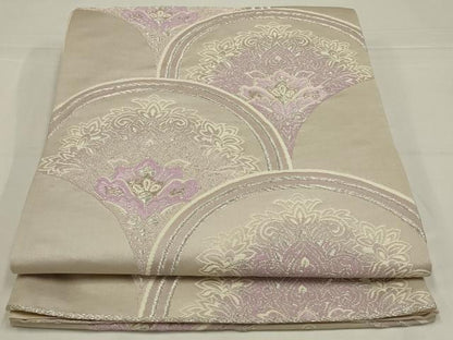 平和屋着物◎六通柄袋帯　唐織　花青海波　銀糸　正絹　逸品　AABL5026ou