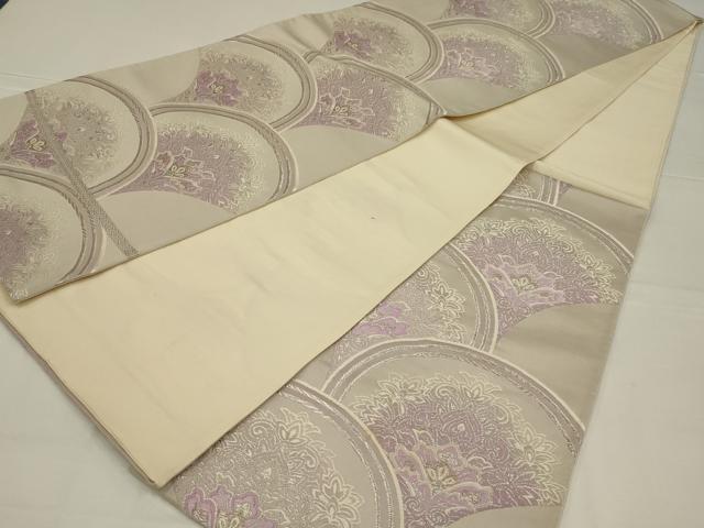 平和屋着物◎六通柄袋帯　唐織　花青海波　銀糸　正絹　逸品　AABL5026ou