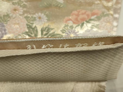 平和屋着物◎佐賀錦　六通柄袋帯　花鳥文　金糸　引箔　正絹　逸品　AABL5032ou