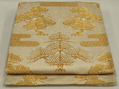 平和屋着物◎六通柄袋帯　枝松文　金銀糸　正絹　逸品　AABL5042ou