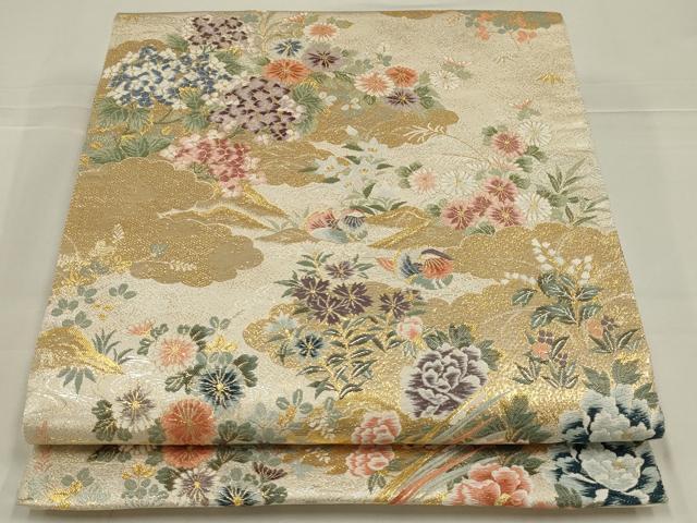 平和屋着物◎六通柄袋帯　唐織　花鳥文　金銀糸　正絹　逸品　AABL5045ou
