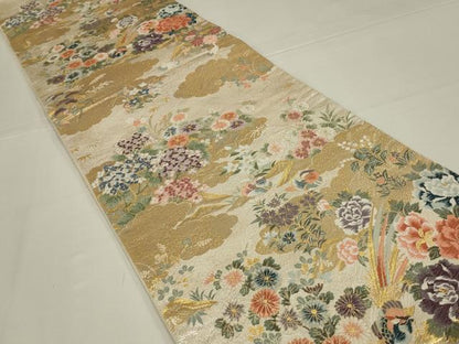 平和屋着物◎六通柄袋帯　唐織　花鳥文　金銀糸　正絹　逸品　AABL5045ou
