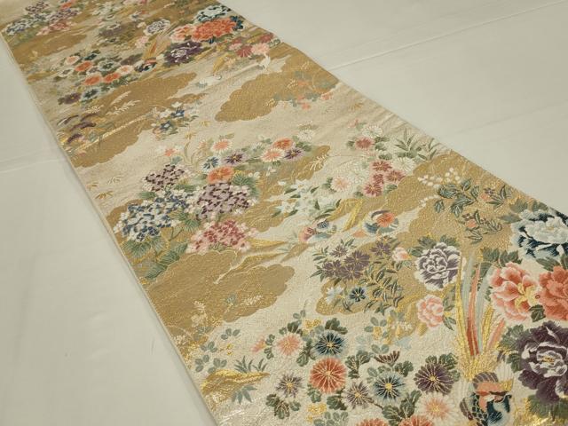 平和屋着物◎六通柄袋帯　唐織　花鳥文　金銀糸　正絹　逸品　AABL5045ou