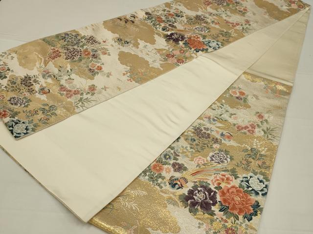 平和屋着物◎六通柄袋帯　唐織　花鳥文　金銀糸　正絹　逸品　AABL5045ou