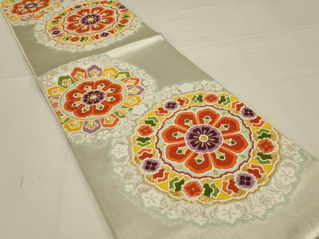平和屋着物◎六通柄袋帯　唐織　花丸文　金銀糸　正絹　逸品　AABL5049ou