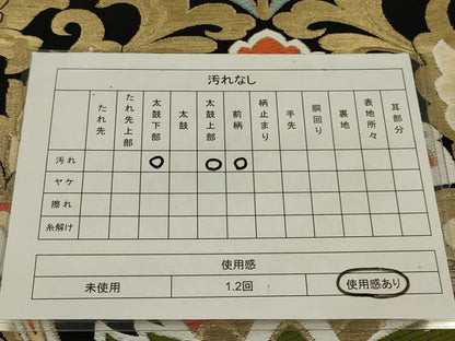 平和屋着物◎六通柄袋帯　唐織　更紗花唐草文　黒地　金糸　AABL5056ou
