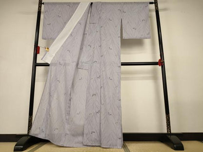 平和屋着物＊夏物　小紋　絽　舞蝶文　洗える着物　AABL5082jd