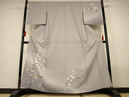 平和屋着物＊夏物　訪問着　絽　友禅　草花文　正絹　逸品　AABL5083jd