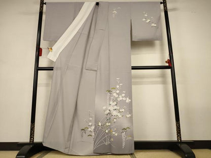 平和屋着物＊夏物　訪問着　絽　友禅　草花文　正絹　逸品　AABL5083jd