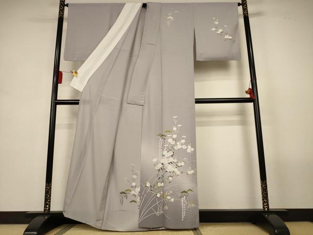 平和屋着物＊夏物　訪問着　絽　友禅　草花文　正絹　逸品　AABL5083jd