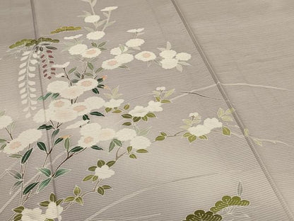 平和屋着物＊夏物　訪問着　絽　友禅　草花文　正絹　逸品　AABL5083jd