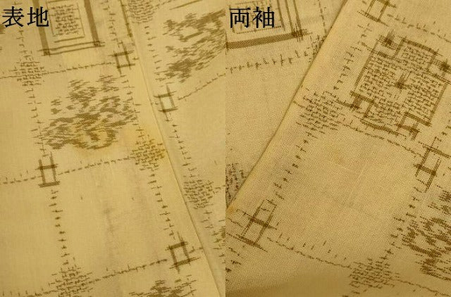 平和屋着物＊夏物　紗紬　幾何学文様　正絹　逸品　AABL5085jd