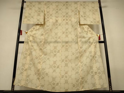 平和屋着物＊夏物　紗紬　幾何学文様　正絹　逸品　AABL5085jd