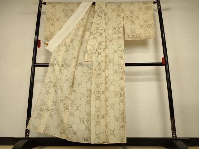 平和屋着物＊夏物　紗紬　幾何学文様　正絹　逸品　AABL5085jd
