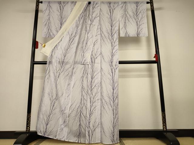 平和屋着物＊夏物　小紋　絽　樹林文　洗える着物　AABL5089jd