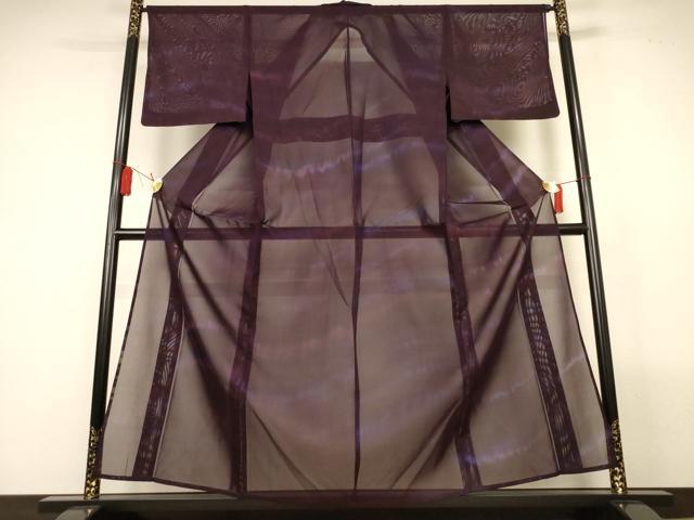 平和屋着物＊夏物　小紋　紗　縞　暈し染め　正絹　逸品　未使用　AABL5091jd