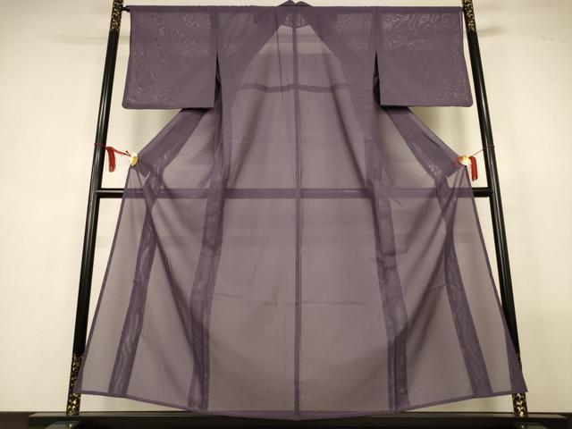 平和屋着物＊夏物　色無地　絽　葡萄鼠色　洗える着物　AABL5093jd