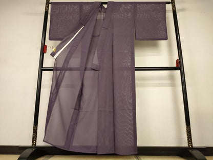 平和屋着物＊夏物　色無地　絽　葡萄鼠色　洗える着物　AABL5093jd
