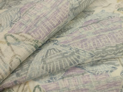 平和屋着物＊夏物　本場小千谷ちぢみ　風景文　麻　逸品　未使用　AABL5099jd