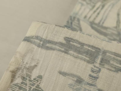 平和屋着物＊夏物　本場小千谷ちぢみ　風景文　麻　逸品　未使用　AABL5099jd