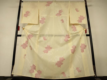 平和屋着物＊夏物　小紋　紗　薔薇　正絹　逸品　AABL5102jd