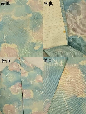 平和屋着物＊夏物　小紋　絽　舞花文　暈し染め　正絹　逸品　AABL5103jd