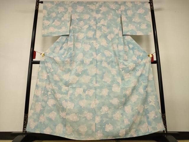 平和屋着物＊夏物　小紋　絽　舞花文　暈し染め　正絹　逸品　AABL5103jd