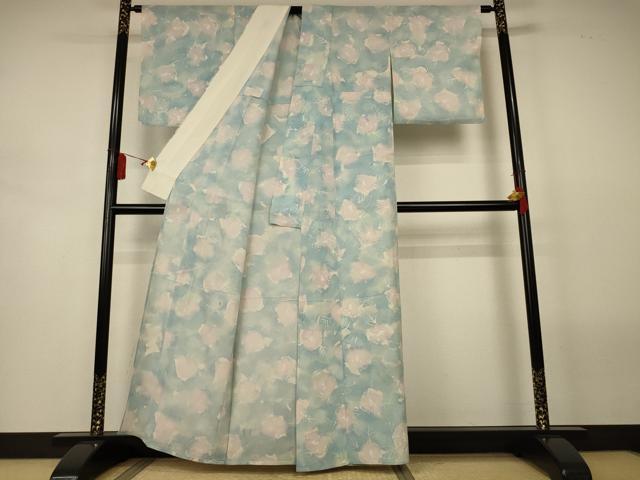 平和屋着物＊夏物　小紋　絽　舞花文　暈し染め　正絹　逸品　AABL5103jd