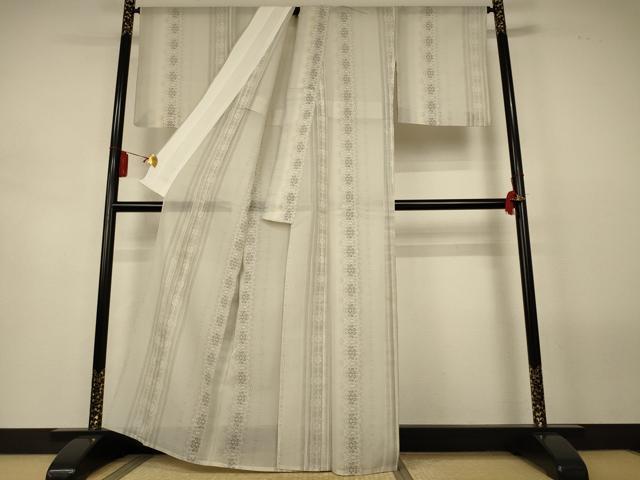 平和屋着物＊夏物　本場大島紬　夏大島　白大島　花間道　正絹　逸品　AABL5105jd