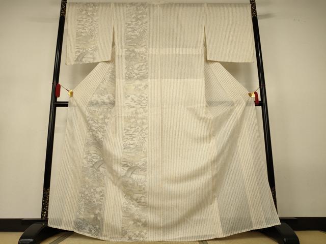 平和屋着物＊夏物　訪問着　紗　風景文　正絹　逸品　AABL5107jd