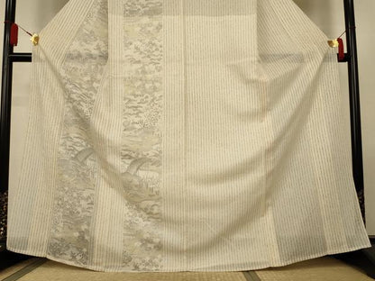 平和屋着物＊夏物　訪問着　紗　風景文　正絹　逸品　AABL5107jd