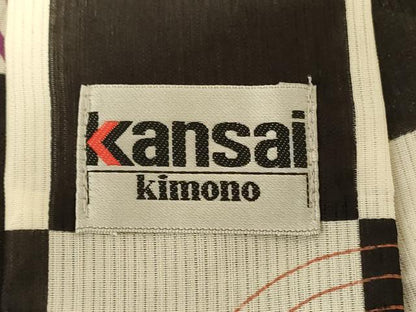 平和屋着物＊夏物　世界的ファッションデザイナー　山本寛斎　kansaiブランド　小紋　縦絽　市松丸文　洗える着物　AABL5113jd