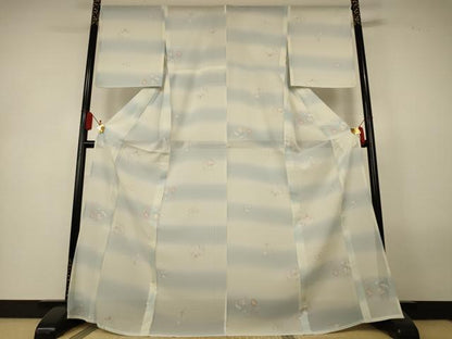 平和屋着物＊夏物　小紋　紗　花丸文　暈し染め　洗える着物　AABL5115jd
