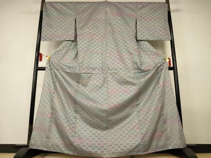 平和屋着物＊夏物　小紋　紗　亀甲文　正絹　逸品　AABL5116jd