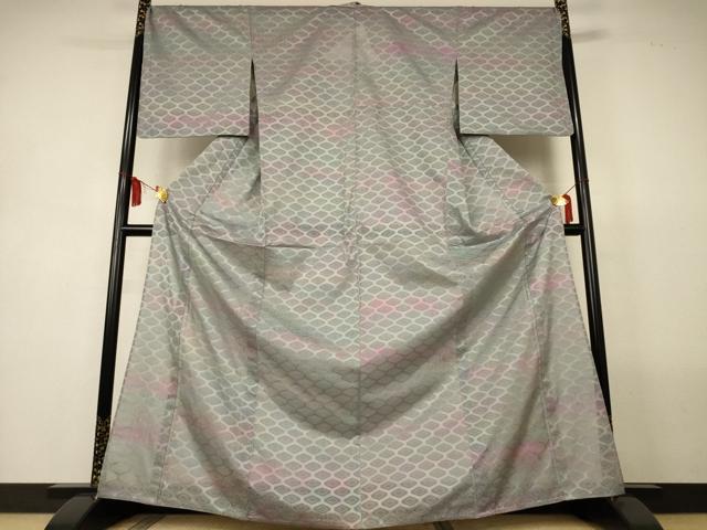 平和屋着物＊夏物　小紋　紗　亀甲文　正絹　逸品　AABL5116jd
