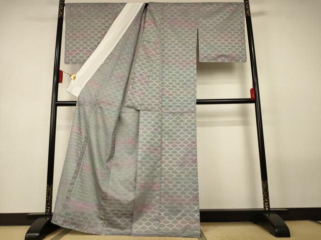平和屋着物＊夏物　小紋　紗　亀甲文　正絹　逸品　AABL5116jd