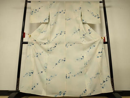 平和屋着物＊夏物　小紋　絽　手描き　枝花文　暈し染め　正絹　逸品　AABL5118jd