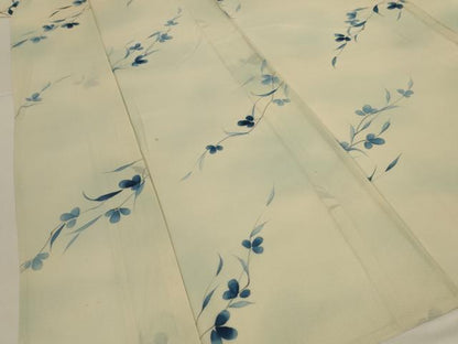 平和屋着物＊夏物　小紋　絽　手描き　枝花文　暈し染め　正絹　逸品　AABL5118jd