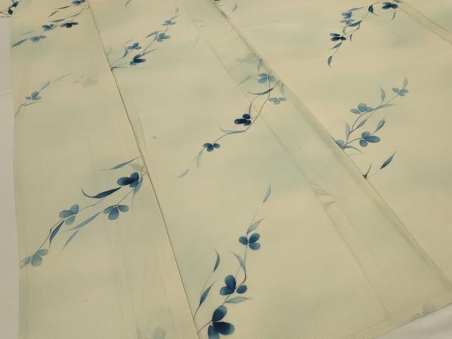 平和屋着物＊夏物　小紋　絽　手描き　枝花文　暈し染め　正絹　逸品　AABL5118jd