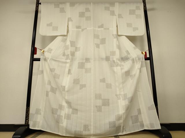 平和屋着物＊夏物　小紋　紗　色紙吉祥文　洗える着物　AABL5119jd