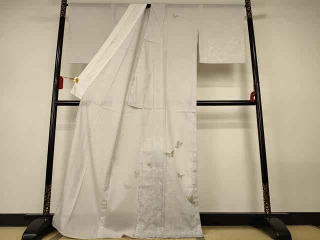 平和屋着物＊夏物　訪問着　縦絽　舞蝶文　暈し染め　洗える着物　AABL5129jd
