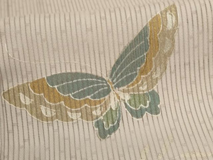 平和屋着物＊夏物　訪問着　縦絽　舞蝶文　暈し染め　洗える着物　AABL5129jd