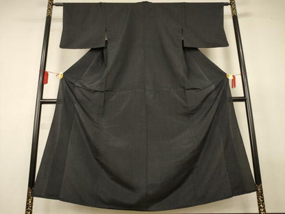 平和屋着物＊夏物　紗紬　霞文　黒地　正絹　逸品　AABL5135jd