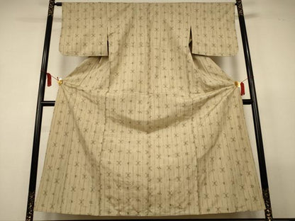 平和屋着物▽上質な紬　単衣　琉球絣文　正絹　逸品　AABL5136jd