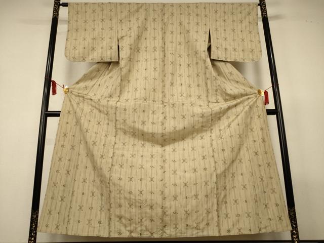 平和屋着物▽上質な紬　単衣　琉球絣文　正絹　逸品　AABL5136jd