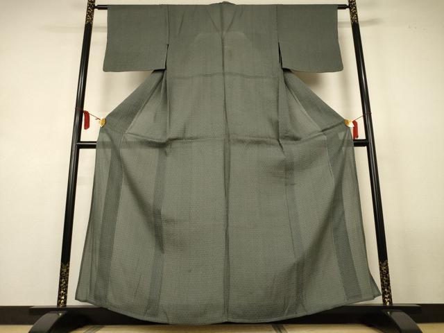 平和屋着物＊夏物　風通お召　紗　亀甲文　正絹　逸品　AABL5137jd