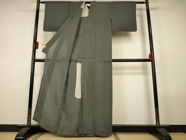 平和屋着物＊夏物　風通お召　紗　亀甲文　正絹　逸品　AABL5137jd