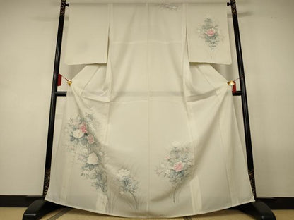 平和屋着物＊夏物　訪問着　絽　手描き　草花文　正絹　逸品　AABL5138jd
